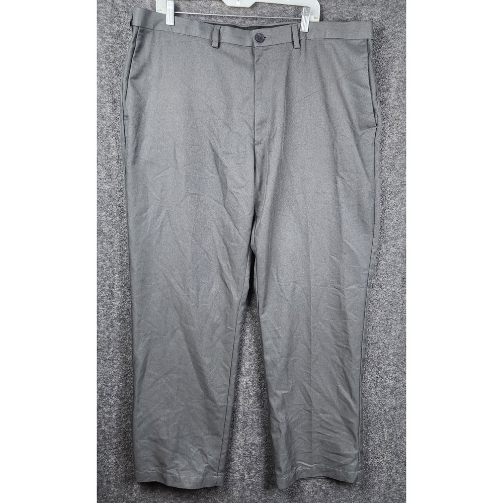 Haggar Cool 18 Dress Pants Mens 42x32 Grey Classic Fit Polyester Trousers